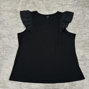 Torrid Shirt Womens Plus Size 5X Black Ribbed Ruffle Sleeve Sleeveless